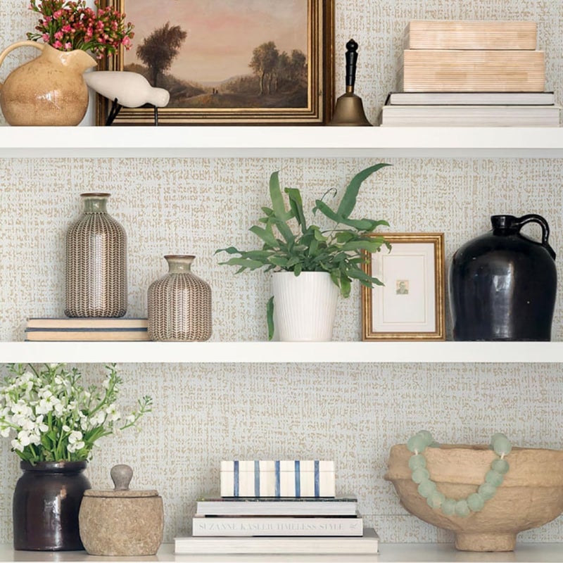 lenify Beige Wallpaper Grasscloth Peel and Stick Wallpaper Beige Contact Paper for Walls 17.7 in x 590.5in Textured Wall Paper Vinyl Grasscloth Faux Linen Peel and Stick Self Adhesive Vinyl - Image 5